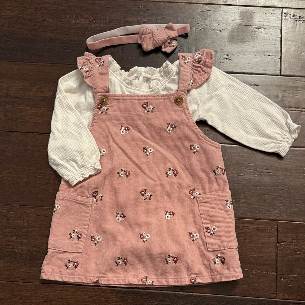 Nicole Miller New York Pink Floral Kids Outfit with Matching Bow